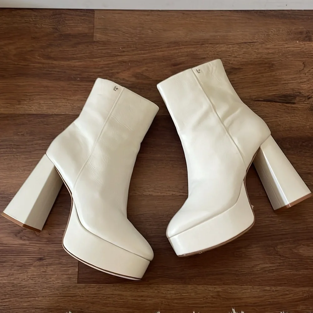 New Larroude Dolly Leather Platform Booties - Picture 3 of 6